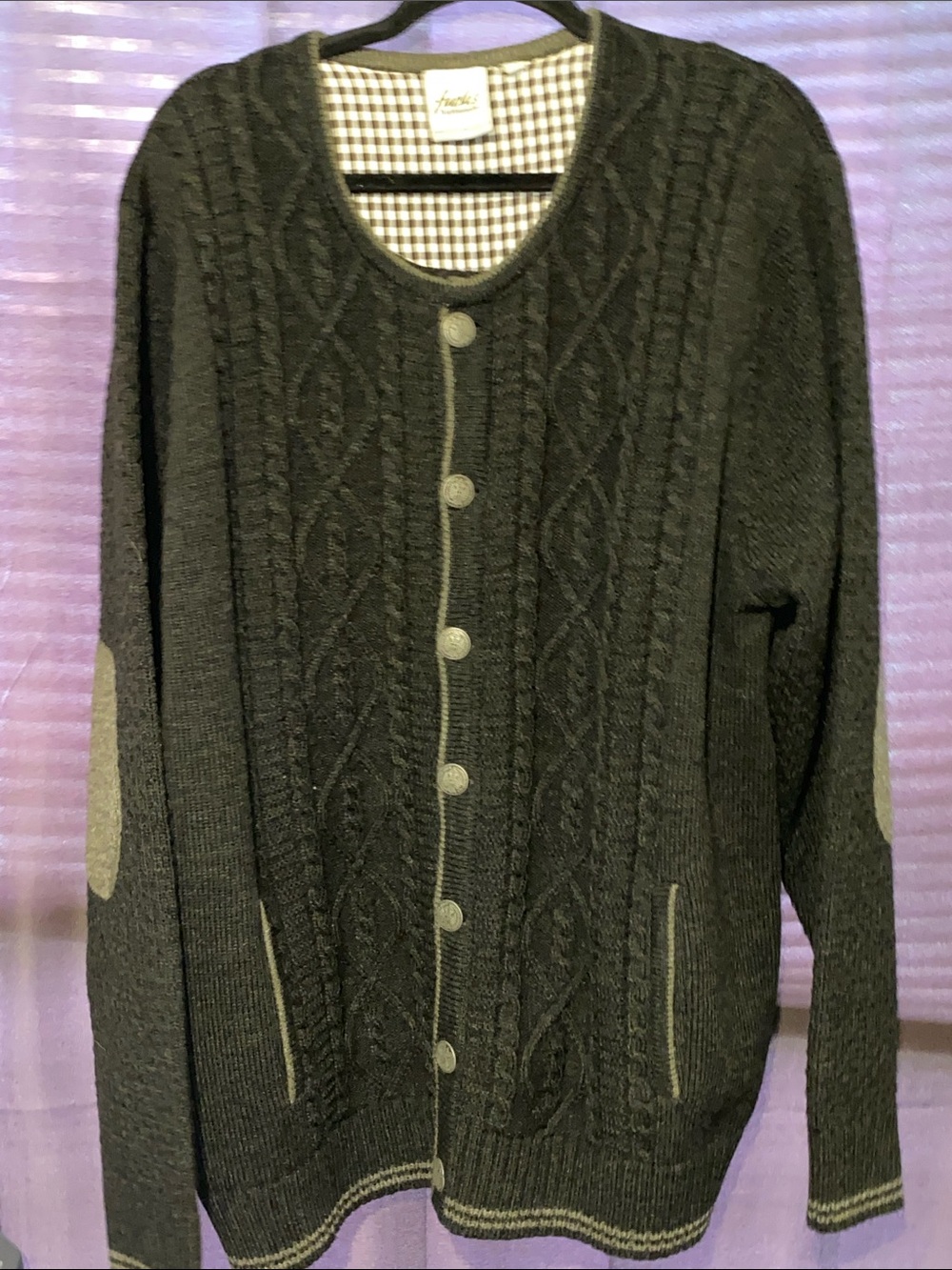Fuchs TRACHTENMODEN AUSTRIAN MENS CABLE KNIT CARDIGAN SWEATER SIZE 2XL POCKETS